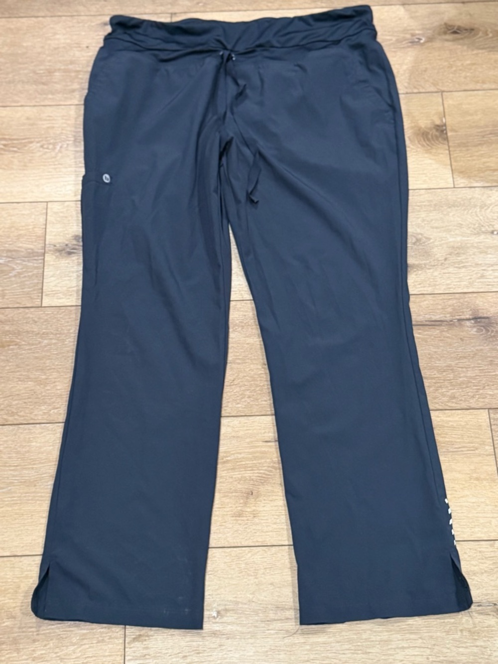 Barco 5 Pocket Yoga Knit Waistband Charcoal Gray Scrub Pants Large Petite